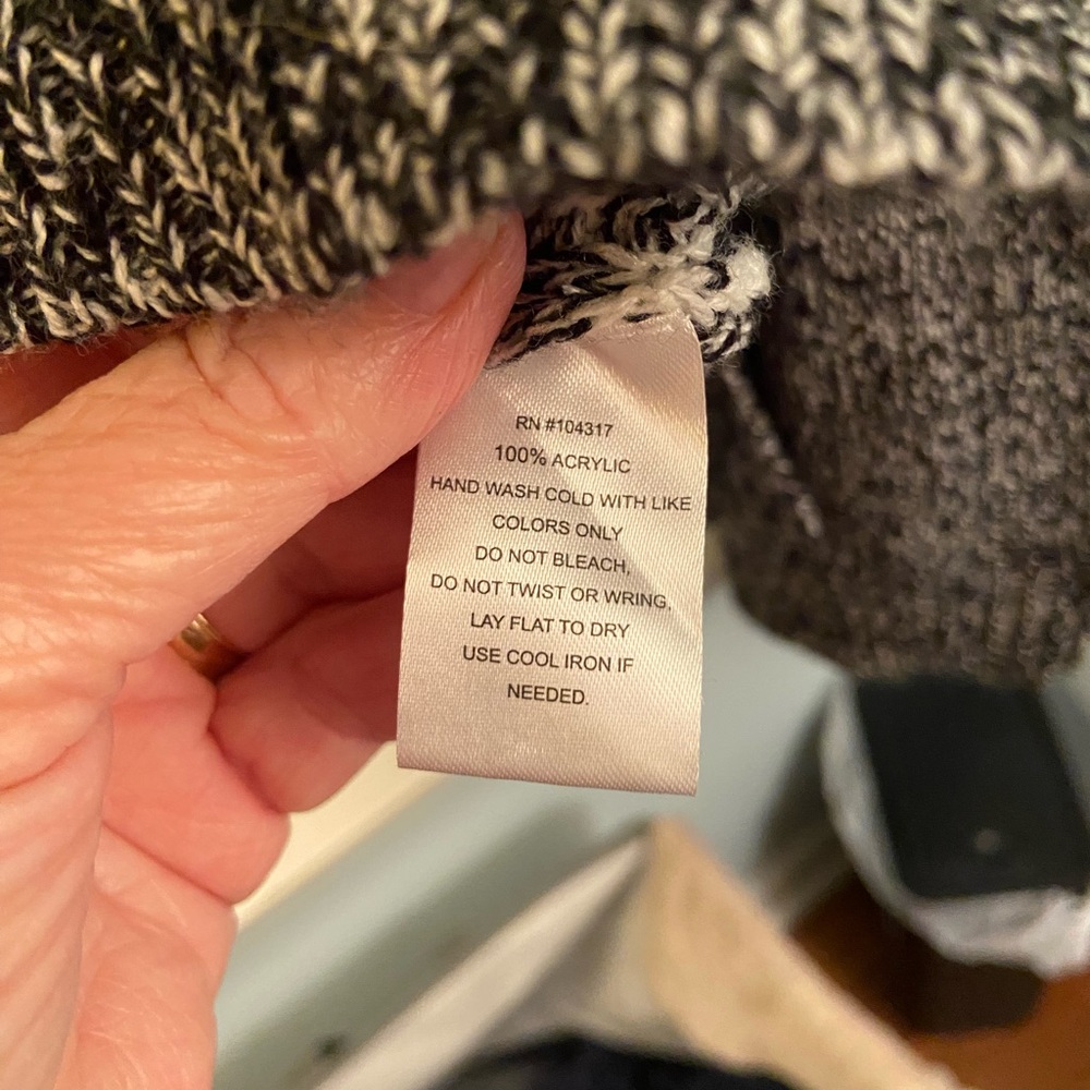 Chic Cowl Neck Sweater in Gray and Cream By Derek Love - Picture 12 of 13